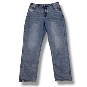 American Eagle Curvy Mom Jeans Womens 14 Long Distressed High Rise